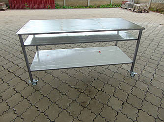 Стіл металевий з 2 полками на колесах 800х1700х850мм