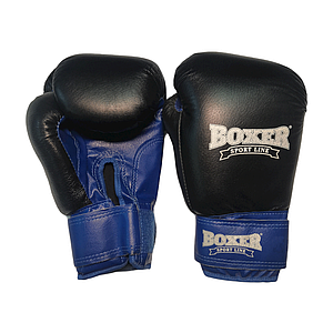 Боксерські рукавички 10 оz комбіновані, чорні BOXER