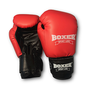 Боксерські рукавички BOXER 10 оz шкірвініл Еліт червоні