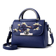 Женская мини сумочка клатч с вышивкой через плечо маленькая сумка для девушек с цветами Вышивка, Синий