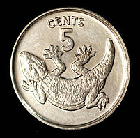 Монета Кірібаті 5 центів 1979 р. Токайский гекон