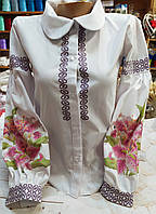 Зшита блуза для вишивання на дівчинку 10-12 років. Рукав Бохо. Домоткане полотно