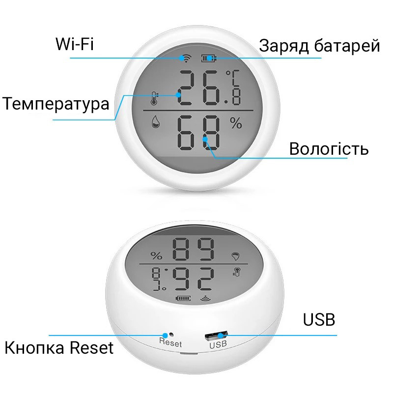 Умный Wi-Fi термометр - гигрометр USmart THD-02w | датчик температуры и влажности с поддержкой Tuya - фото 4 - id-p1418849367