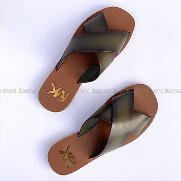Жіночі слайди Michael Kors Glenda Burnished Leather Slide sandal ОРИГІНАЛ (Розмір US 6 23см)