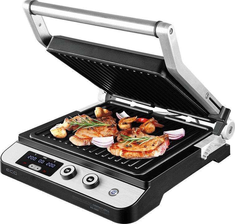 Електричний, притискної контактний гриль ECG KG 1000 Gourmet (2000Вт, випічка, барбекю, Чехія), фото 1