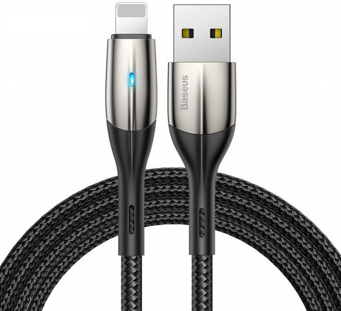 Кабель USB на Lightning 2.4A з індикатором Baseus Horizontal 1м (чорний)