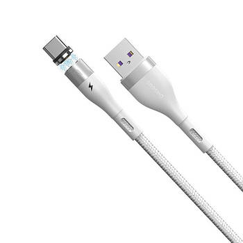 Магнітний кабель Тайп-С Baseus 5A 40W для швидкої зарядки USB Type-C Zinc Magnetic Safe Fast Charging (білий)