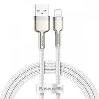 Кабель Lightning Baseus 2.4A для техники Apple шнур лайтнинг на юсб Cafule Series Metal Data Cable 1м (белый)