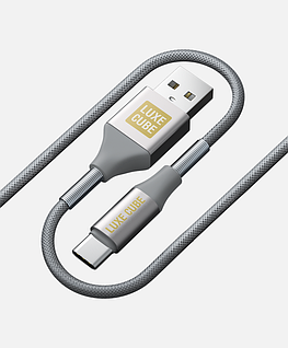 Кабель Luxe Cube USB to USB Spring (Armored) Type-C to USB - 1м сірий