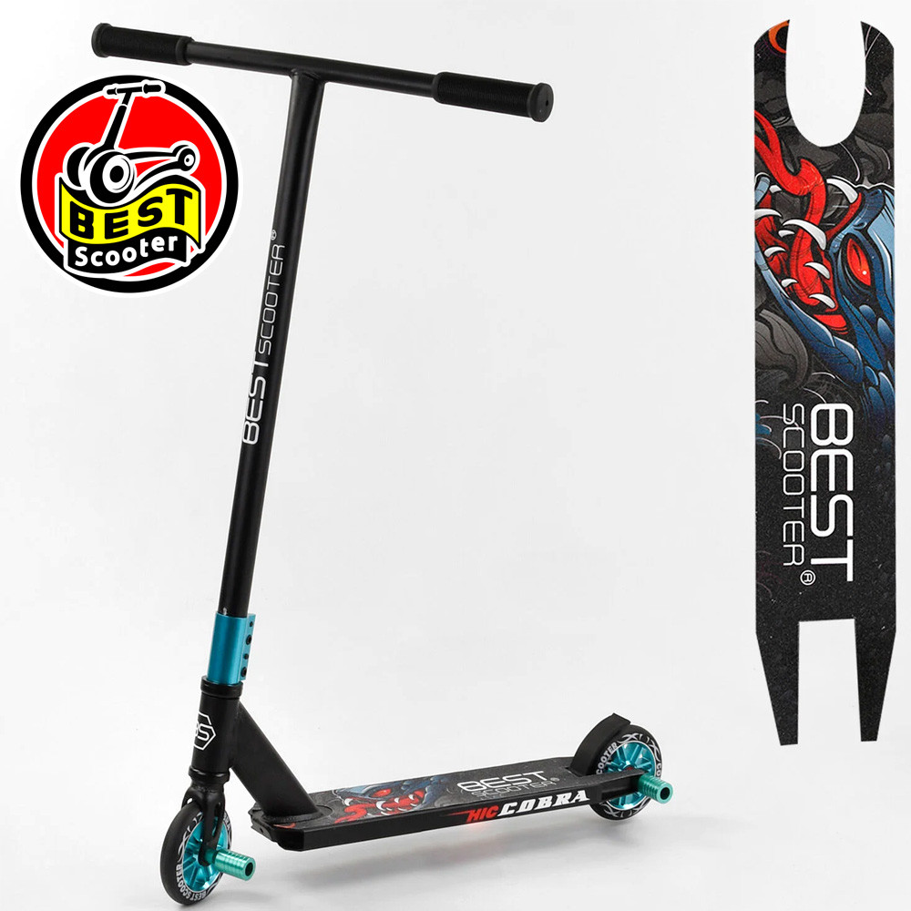 Дитячий трюковий самокат (алюміній, HIC-система, пеги, колеса PU 110 мм) Best Scooter CB-00633 Чорний