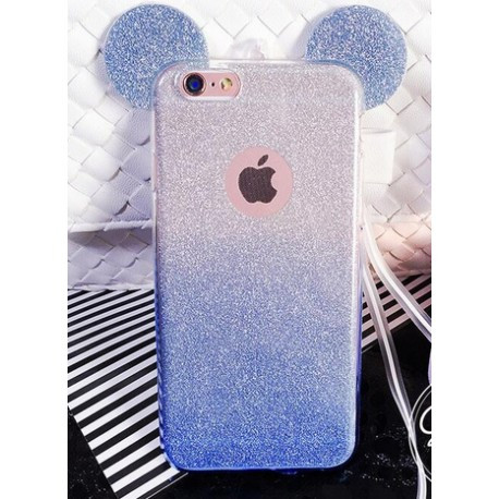 Силіконовий чохол з вушками Міккі Мауса з градієнтом для iPhone 7 Plus Блакитний