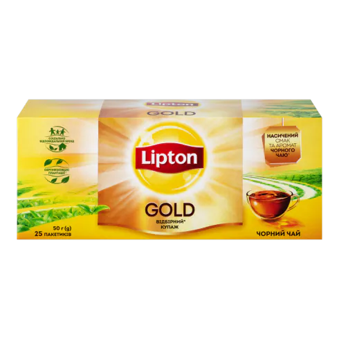 Чорний чай у пакетиках Lipton Gold 25 пакетиків