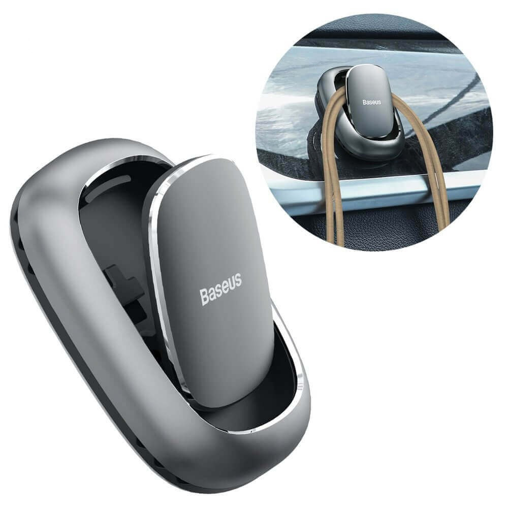 Тримач-гачок металевий 2шт Baseus Beetle Vehicle Hook настінний / у машину (сірий)
