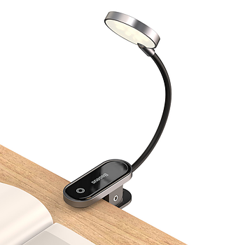 Портативна LED лампа-світильник на прищіпці для читання нічник Baseus Comfort Reading Mini Clip Lamp (чорний)