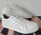 Puma classic! кросівки-кеди жіночі з білої натуральної шкіри пума !, фото 4
