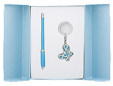 Набір подарунковий "Night Moth": ручка кулькова + брелок, синій