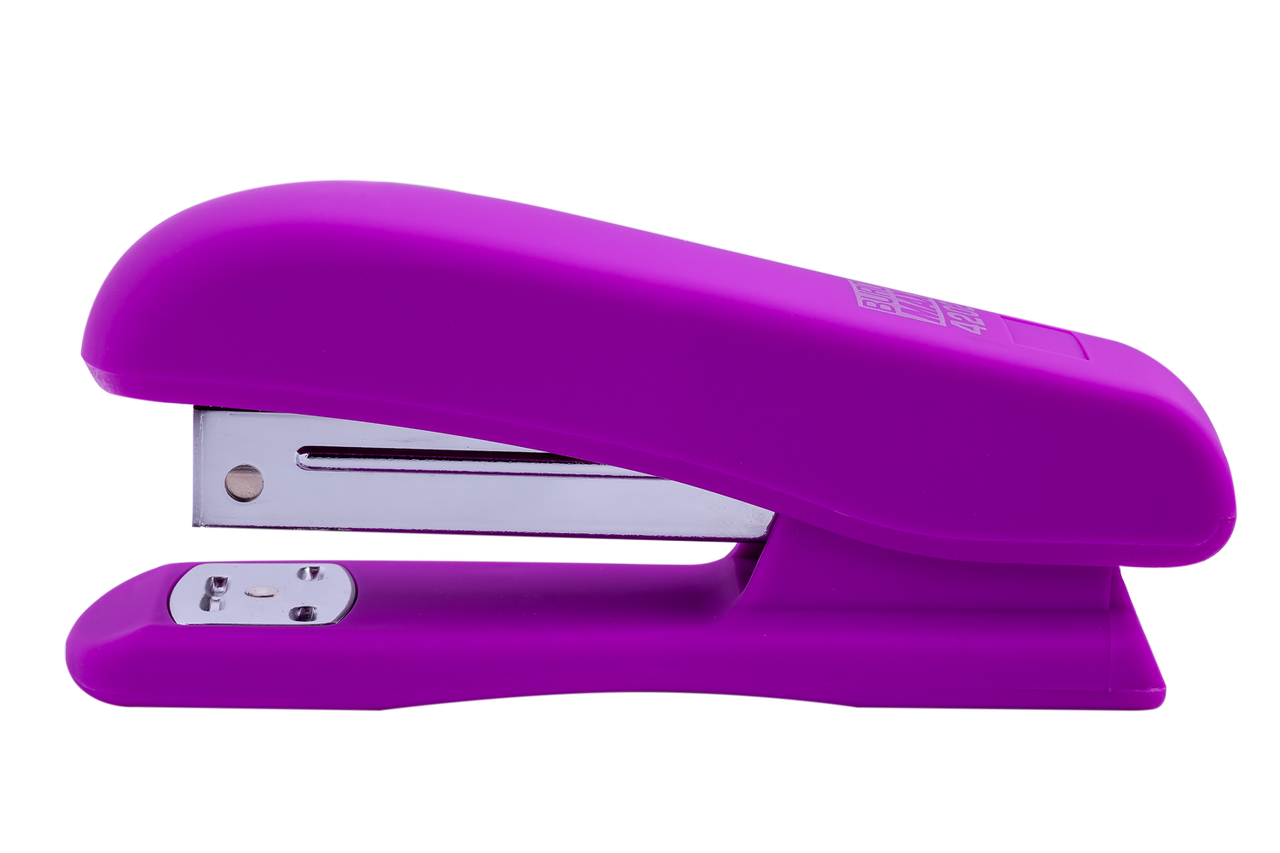 Степлер пластиковий, RUBBER TOUCH, 20 л., (скоби №24; 26), 127х54х33 мм, фіолетовий