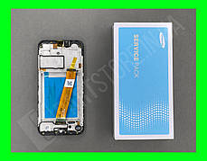 Дисплей Samsung A015 Black А01 2020 (GH81-18209A) сервісний оригінал у зборі з рамкою (вузький конектор)