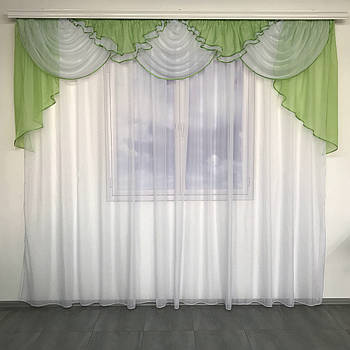 Ламбрекени в кімнату, ламбрекени в залу, ламбрекени на вікна Салатовий (L-K3-8)