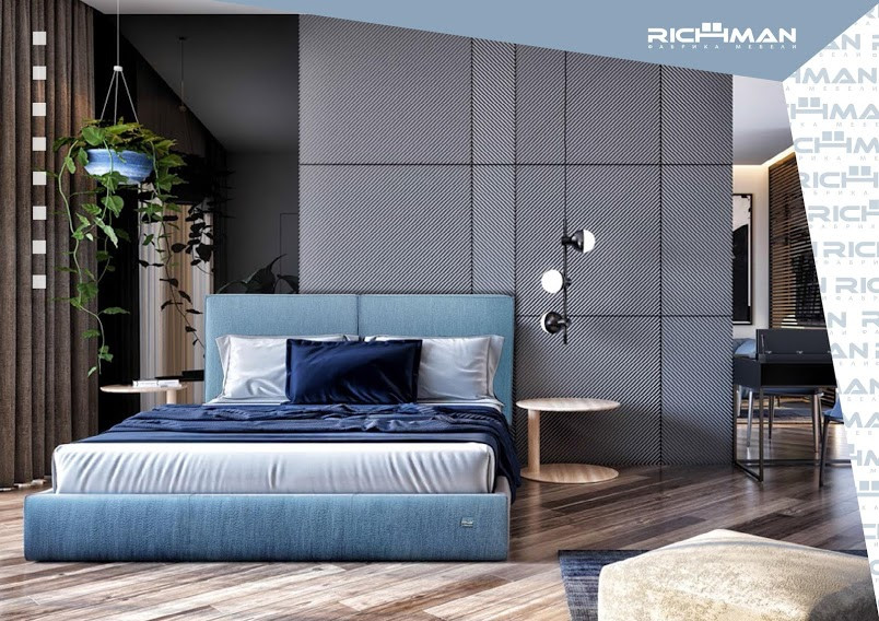 Двоспальне ліжко з м'яким голов'ям Делі Richman, фото 1