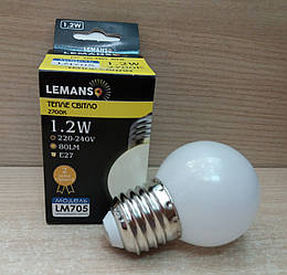 Світлодіодна лампа LED Lemanso LM705 Е27 1.2 W 220 V 2700 K тепле світло для гірлянд-білт лайт