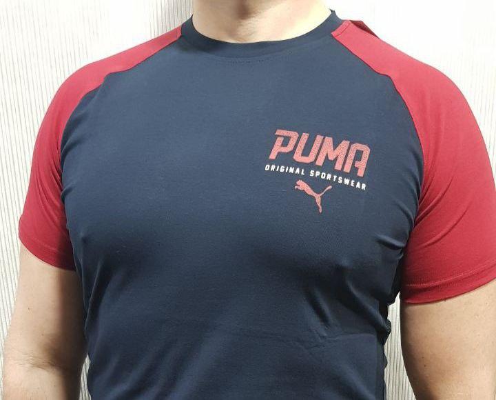 Мужская спортивная футболка Puma темно-синяя трикотаж коттон - фото 2 - id-p1419084095