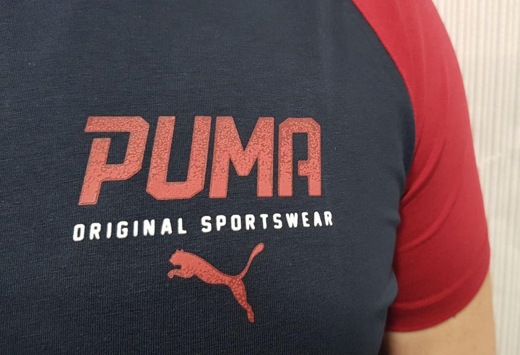 Мужская спортивная футболка Puma темно-синяя трикотаж коттон - фото 5 - id-p1419084095