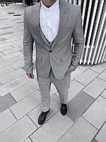 Мужской стильный классический костюм тройка (пиджак, брюки, жилет) серый