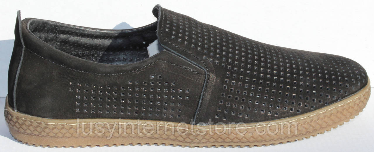 Чоловічі стильні чорні туфлі  із нубука від виробника модель ТР2101, фото 1