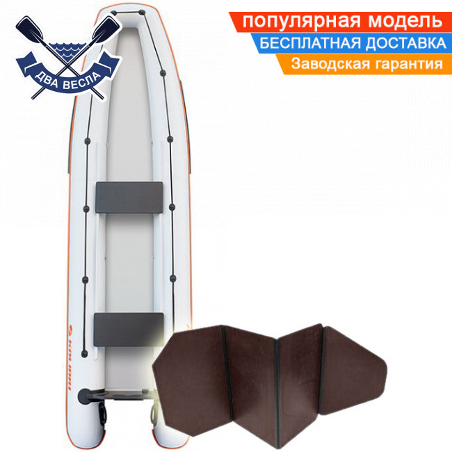 Човен каное Kolibri КМ-390C тримісний човен під двигун ПВХ човен Колібрі з жорстким дном слань-книжка