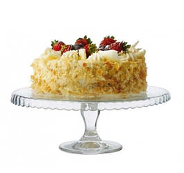 Блюдо скляне на ніжці Pasabahce Patisserie 32 см (95117) борт вверх/вниз
