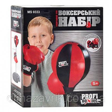 Дитячий боксерський набір Profi Boxing MS 0333 груша 23 см, стійка 90-130 см, 2 рукавички, підставка