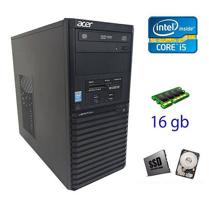 ПК Acer Veriton M2632 Tower / Intel Core i5-4570 (4 ядра по 3.2 — 3.6 GHz) / 16 GB DDR3 / 120 GB SSD NEW+500, фото 1