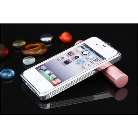 Бампер металевий з каменями Swarovski Сріблястий для IPhone 4/4S