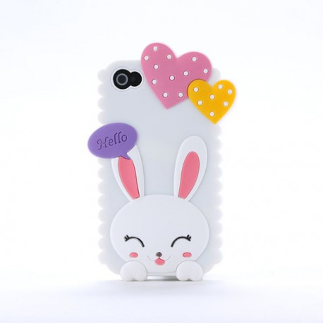 Чохол Cute Heart Hello Rabbit Білий для IPhone 5/5S