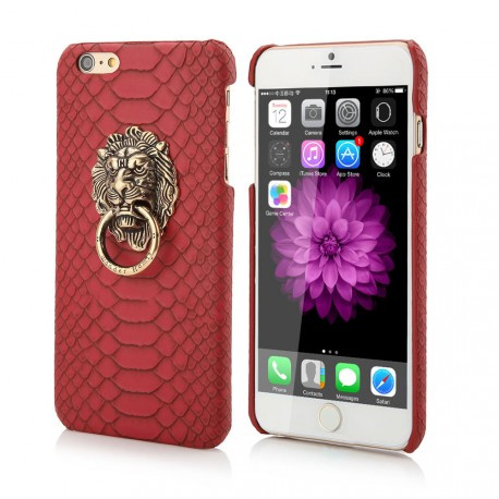 Чохол зі львом і кільцем під шкіру пітона для iPhone 6/6S Червоний