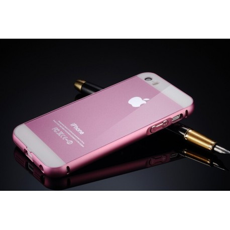 Алюмінієва накладка з логотипом Apple для IPhone 5/5S Рожева