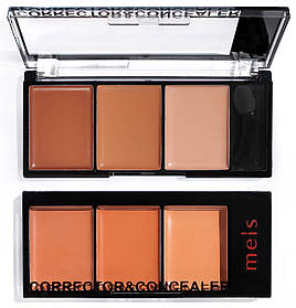 Палітра консилерів-коректорів 3 кол. Meis professional make-up artist MS0303C (прямоуг)