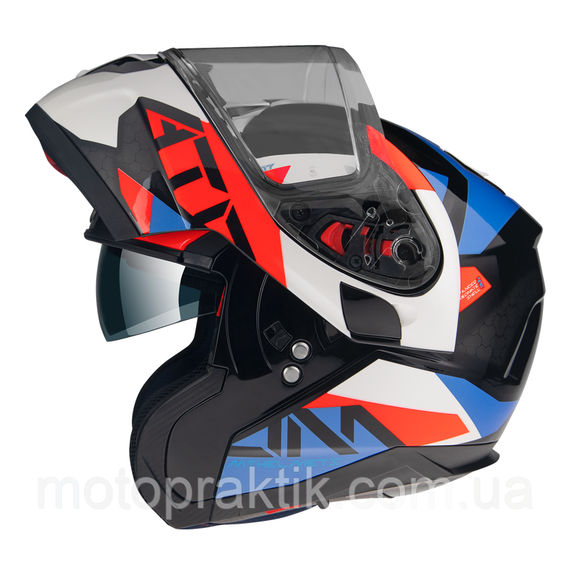 MT ATOM SV W17 A7 GLOSS PEARL BLUE, XS Мотошолом модуляр з окулярами