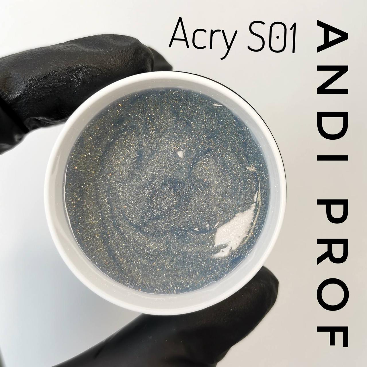 Акрил гель (полигель) для нарощування нігтів №01S PolyGel clear gold AndiProf 30 ml