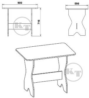 Стіл кухонний КС-1 716х900х598мм Компаніт Вільха, фото 2