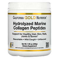Морской коллаген Hydrolyzed Marine Collagen Peptides, 5000 мг, California Gold Nutrition, 200 г