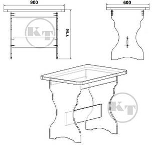 Стіл кухонний КС-2 716х900х600мм Компаніт Яблуня, фото 2