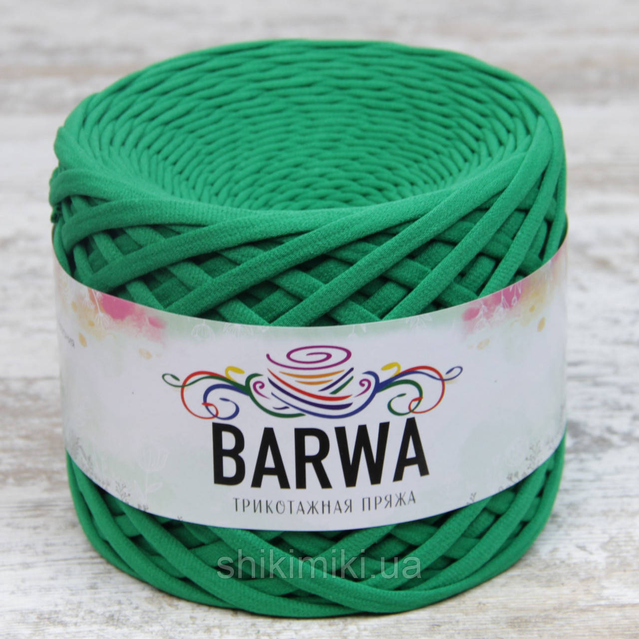 Пряжа трикотажна Barwa (7-9 мм / 50 м), колір Грін грас