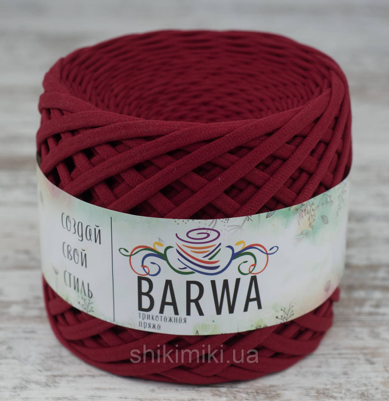 Пряжа трикотажна Barwa (7-9 мм), колір Гранат