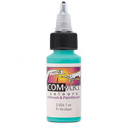 Фарба акрилова Com Art 20241 Transparent Viridian вірідіан синьо-зелений напівпрозорий, 28 мл