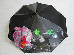 Жіноча парасолька повний автомат однотонна з орхідеєю
