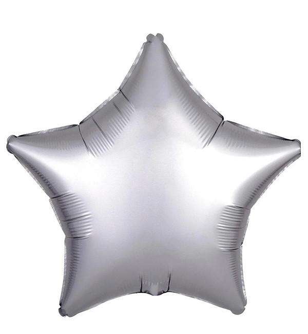 Повітряні кульки "Зірка" Ø 45 см, колір - срібло сатин