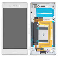 Дисплей для Sony Xperia M4 Aqua E2303, E2306, E2353, модуль (экран), с рамкой, белый, оригинал