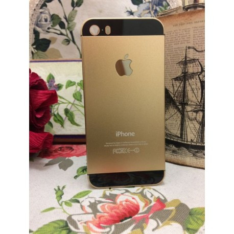 Чохол пластик Золотій з чорним з логотипом на IPhone 4/4S